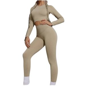 Seamless Softness Yoga Set, khaki size L 8/10